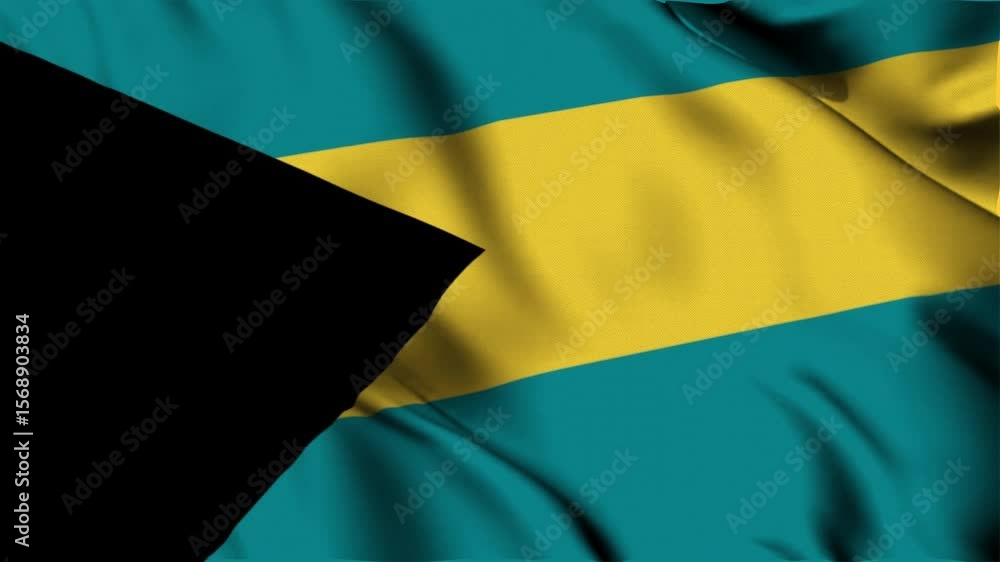 3D animation of the national flag of The Bahamas waving in slow motion. Close-up view with realistic fabric texture in 4K resolution. Ideal for Independence Day, patriotic videos. 3D animation of the national flag of The Bahamas waving in slow motion. Close-up view with realistic fabric texture in 4K resolution. Ideal for Independence Day, patriotic videos.
