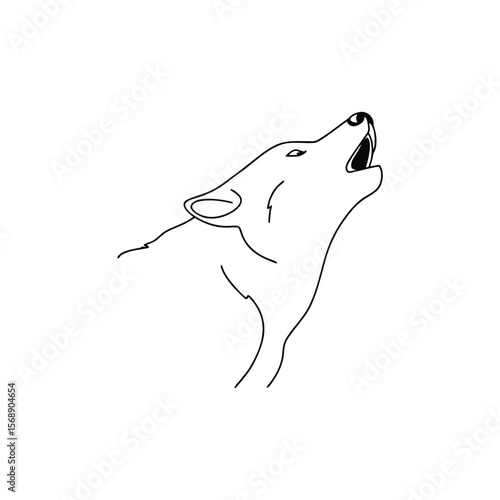 Single line drawing of a wolf howling animal wildlife