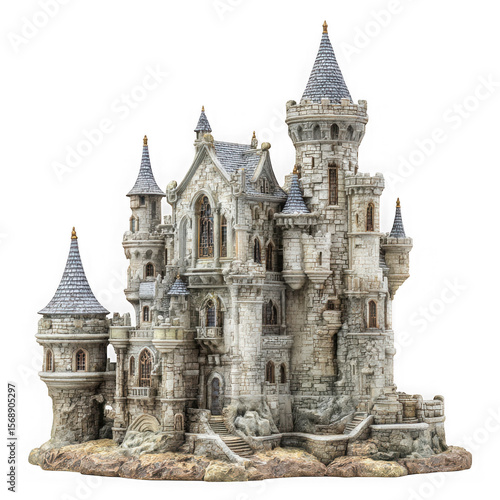 Wallpaper Mural Intricate stone fantasy castle with multiple towers and turrets isolated on transparent background Torontodigital.ca