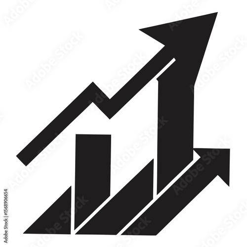 Minimal Vector Silhouette of Arrows Pointing Up and Down for Financial Market Fluctuation and Investment Trend

