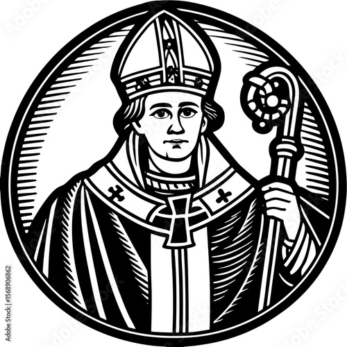 bishop (linocut style)