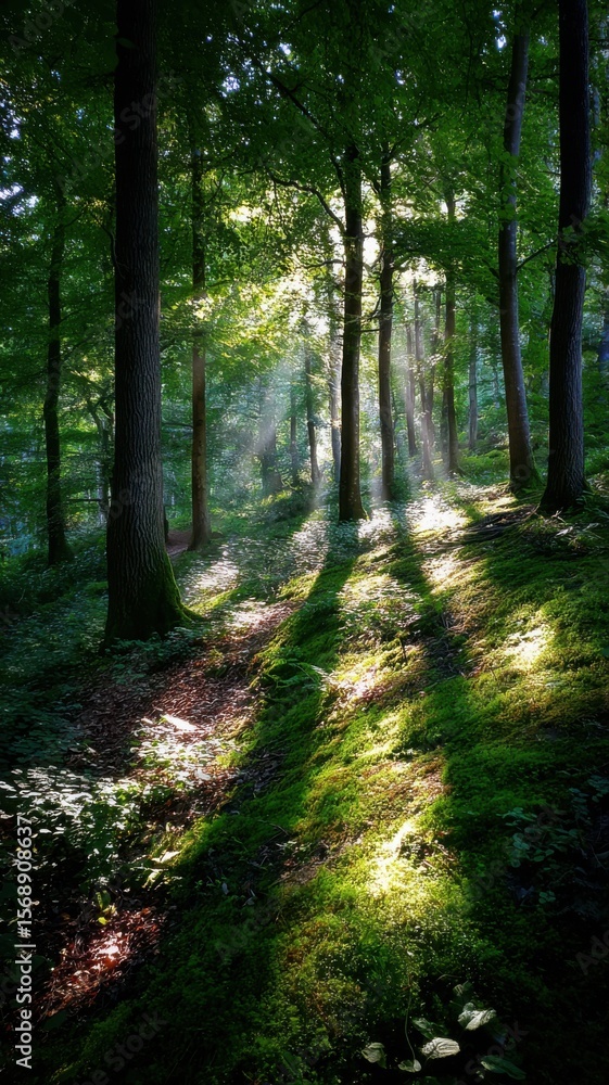 Obraz premium Enchanted Forest: Dance of Light and Shadow