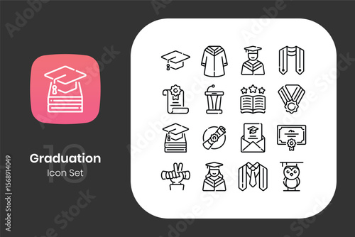 Lineal graduation icon design set