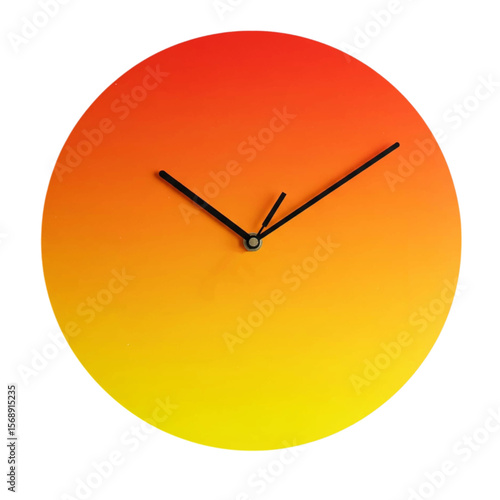 Beautiful and attractive orange yellow gradient clock isolated on white background