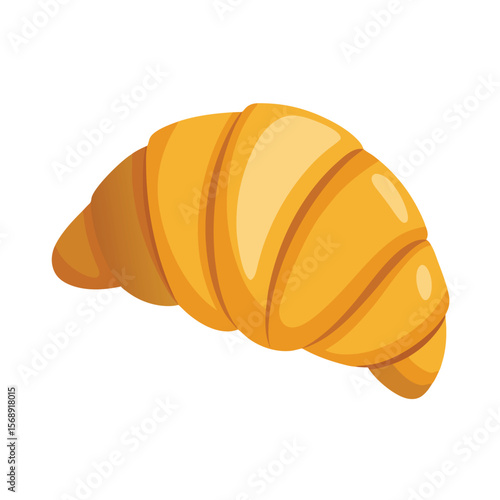 A single, golden-brown croissant, a symbol of breakfast, a delicious pastry, and bakery.