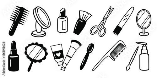 Chic beauty salon icon pack featuring combs scissors and lips for branding
