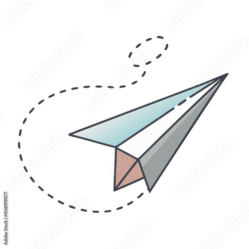 Paper Airplane Vector with Trail Cute Illustration Simple Icon
