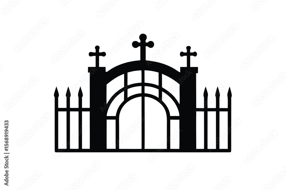 Obraz premium cemetery gate vector icon