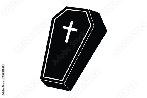 coffin with cross vector icon