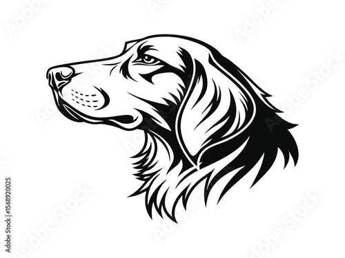 Bloodhound dog silhouette vector illustration, pet clipart, black and white animal shape
