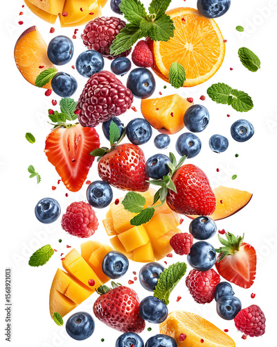 Wallpaper Mural Fresh fruit explosion vibrant mix of berries mango strawberries and oranges Torontodigital.ca