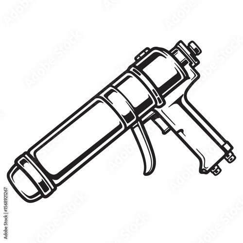 Black and white illustration of a caulk gun for construction and home improvement projects