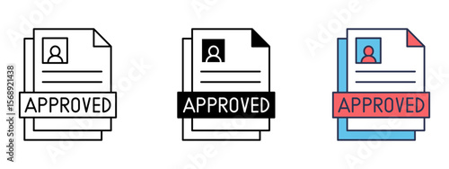 Approve Document Icon – Line, Glyph & Fill Style

