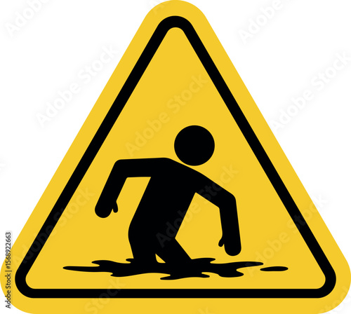 Warning sign for sinking hazard or unstable ground
