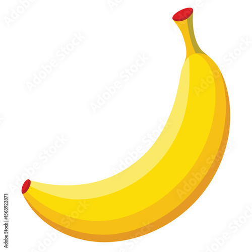 A single, perfectly ripe banana with a slight curve, a symbol of healthy food, fruit, and a fresh snack.