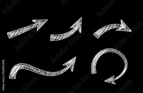 Chalkboard-Style Hand-Sketched Arrow Icons Set