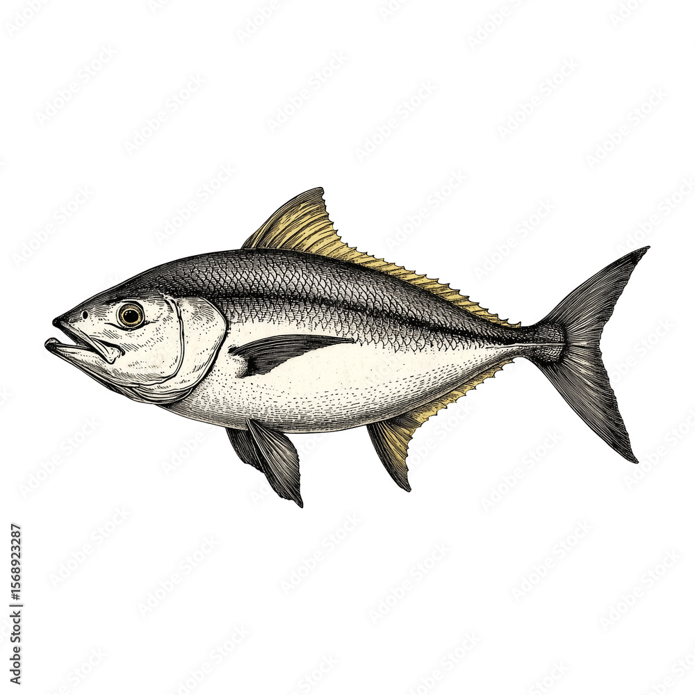Fototapeta premium Detailed Tuna Illustration - Ocean Predator Art