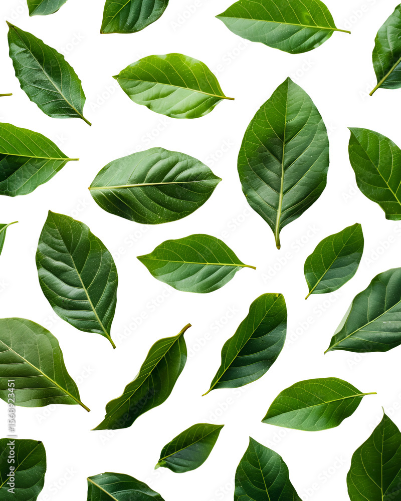 Green leaves on black background nature pattern design Green leaves on black background nature pattern design