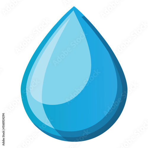 A single, perfectly formed raindrop, a symbol of nature, weather, and a fresh clean element.