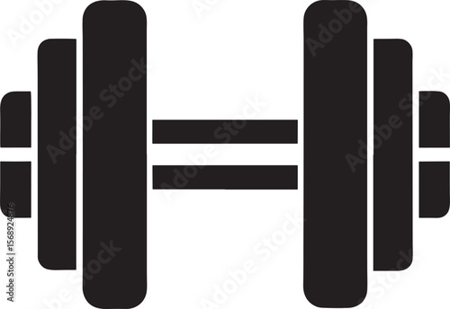 Black silhouette of a dumbbell isolated on white background