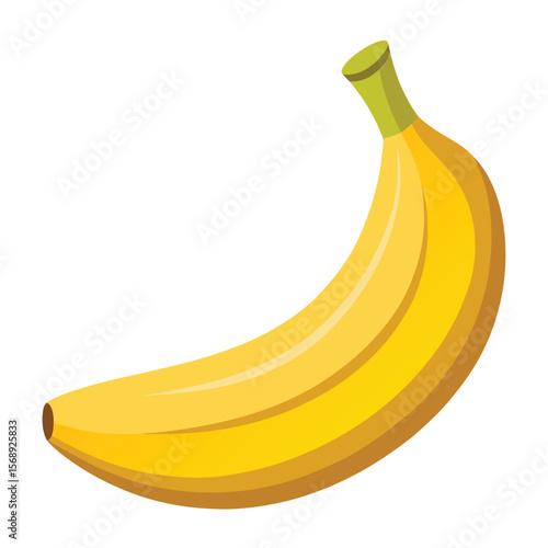 Ripe yellow banana, half peeled and fresh, displayed on a simple white surface.
