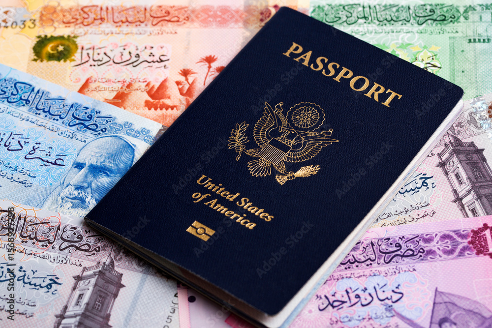American passport on Libyan Dinar American passport on Libyan Dinar
