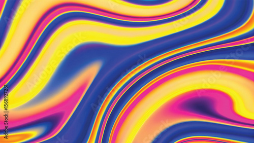 Abstract colorful background with swirling, striped, psychedelic lines and a vibrant rainbow of colors forming an artistic wave pattern