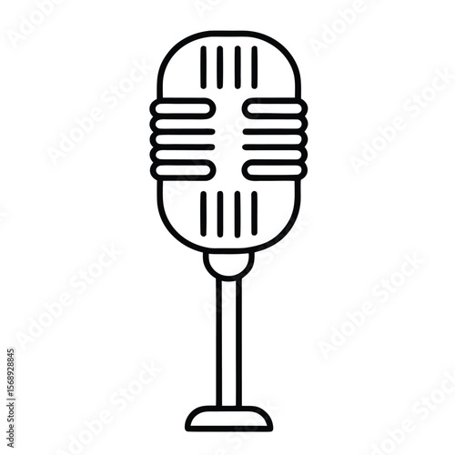 vintage microphone line art icon