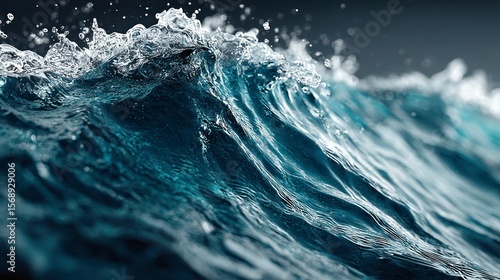 Wallpaper Mural A close up view of a powerful blue ocean wave cresting with detailed water textures and spray Torontodigital.ca