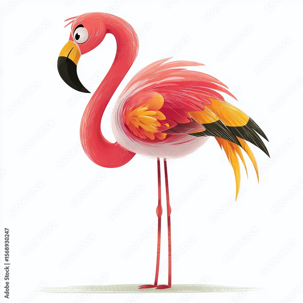 Obraz premium A Humorous Visual Prompt Embarassed Flamingo for Creative AI Art Generation