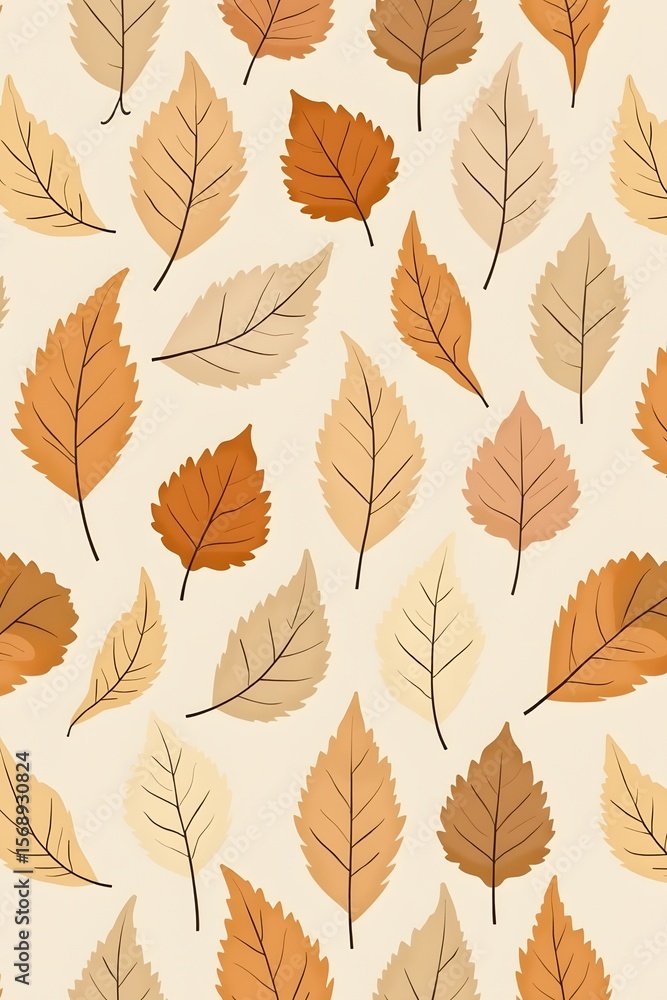 Obraz premium An orange and yellow maple and oak leaf autumn seamless pattern background depicts nature's fall foliage