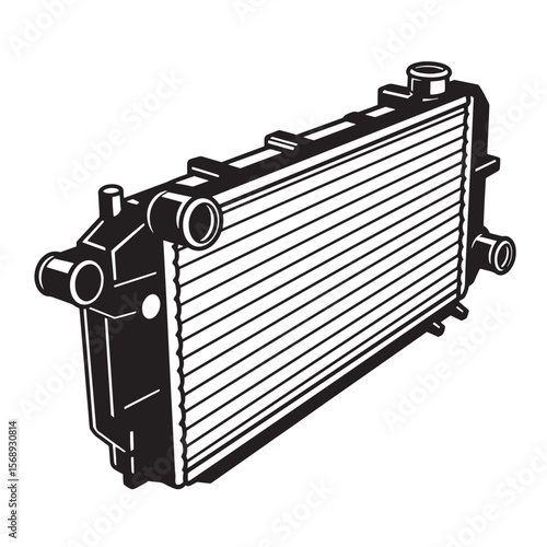 Vector illustration of a car radiator cooling system component isolated on white