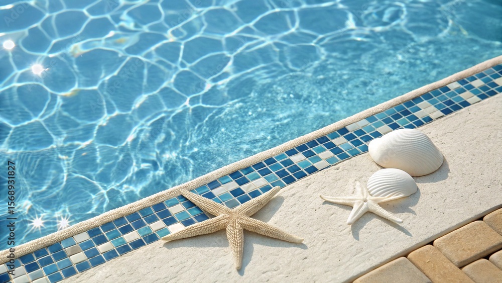 Fototapeta premium Poolside Serenity with Marine Accents