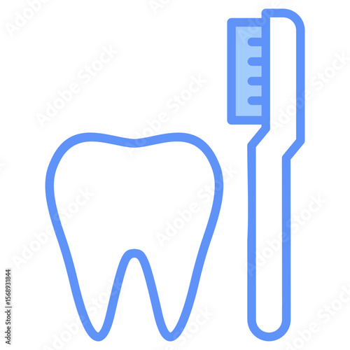 Toothbrush Outline Blue Color Icon