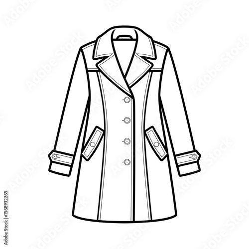 vector illustration of coat coloring page line art