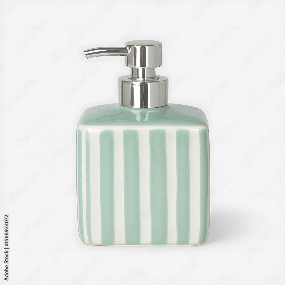 Elegant pastel soap dispenser with vertical stripes accentuating bathroom decor minimum elegance Elegant pastel soap dispenser with vertical stripes accentuating bathroom decor minimum elegance
