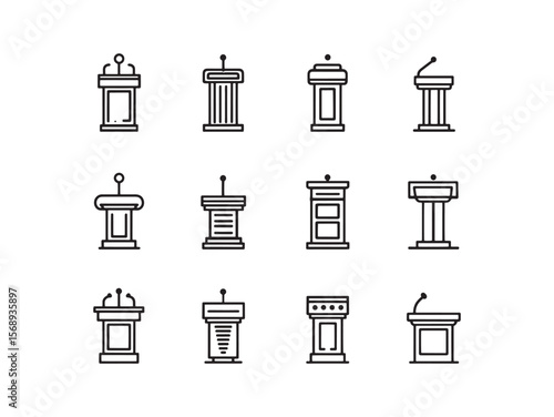 clean outline drawing of lecture podium vector