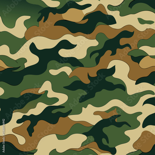 Camouflage Pattern. Military Green and Brown Abstract Texture Background