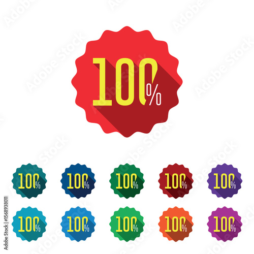Promotion hold tag. Special offer discount on red tags shapes with different value percent off 90, 80, 70, 60, 50, 40, 30, 20, and 10