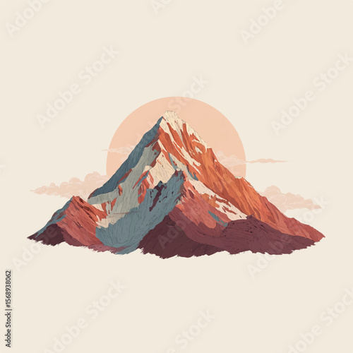 mountain isolated in White Background, mountain vector, Flat lay vector illustration