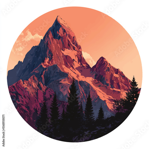 mountain isolated in White Background, mountain vector, Flat lay vector illustration
