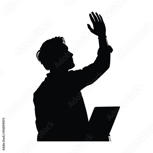 Silhouette of Man Gesturing in Presentation