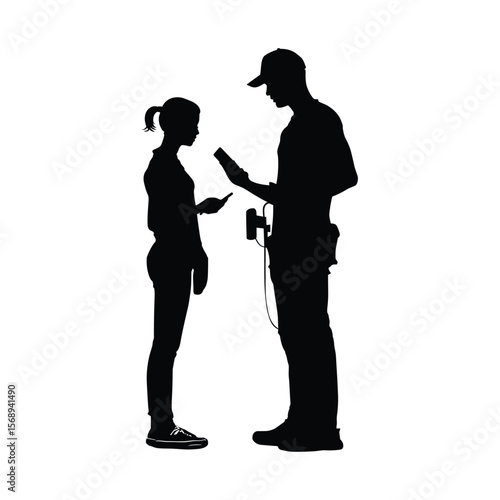 Silhouette of Man and Woman Discussing While Standing