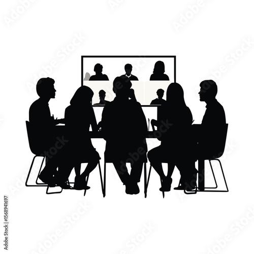 Silhouette of Video Conference with Multiple Participants