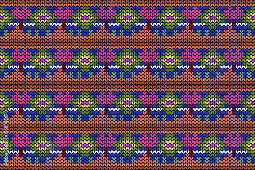 Colorful knitted textile Landscape pattern