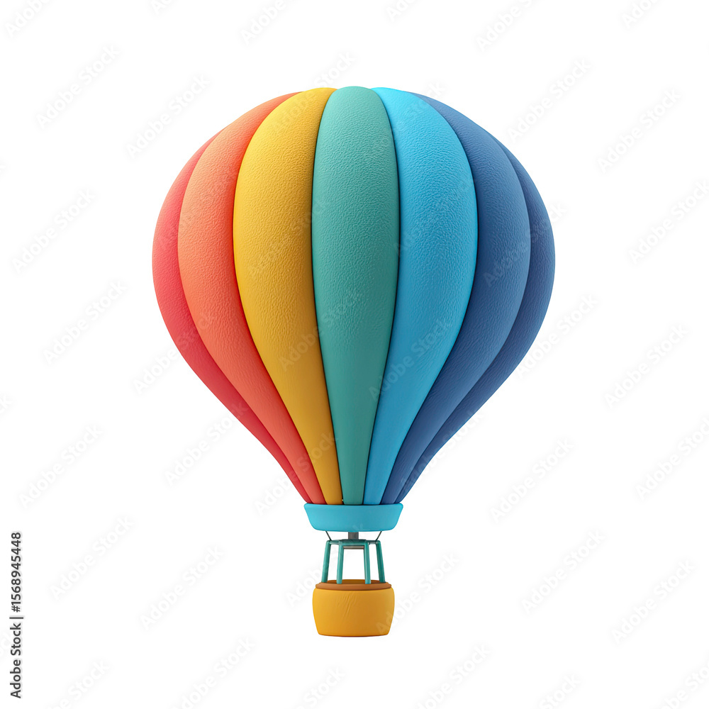 Fototapeta premium Colorful Hot Air Balloon Illustration with Basket on Transparent Background