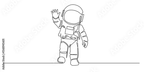 one continuous line astronaut.single line vector astronaut waving hand.line art.eps 10