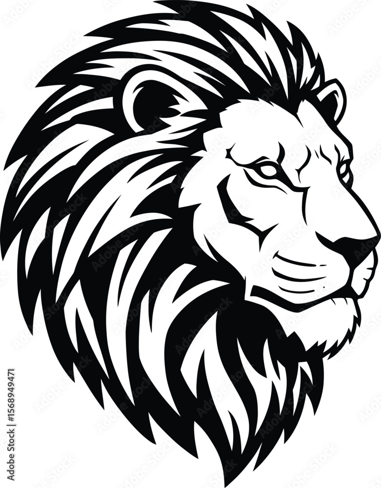 Fototapeta premium Round Head lion Vector side