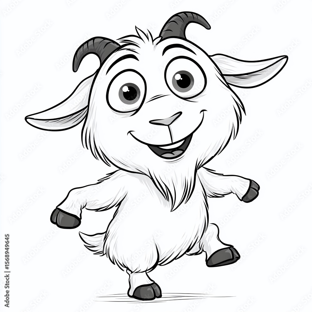 Obraz premium Create Stunning Visuals of a Happy Goat Expert AI Prompt Engineering for Photorealistic FullBody Renderings