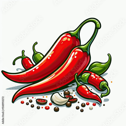 Spicy Red Chili Peppers with Garlic and Spices